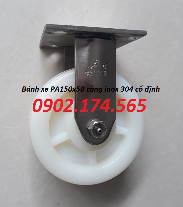 Bánh xe đẩy thủy sản PA 150 càng inox 304 chống gỉ sét